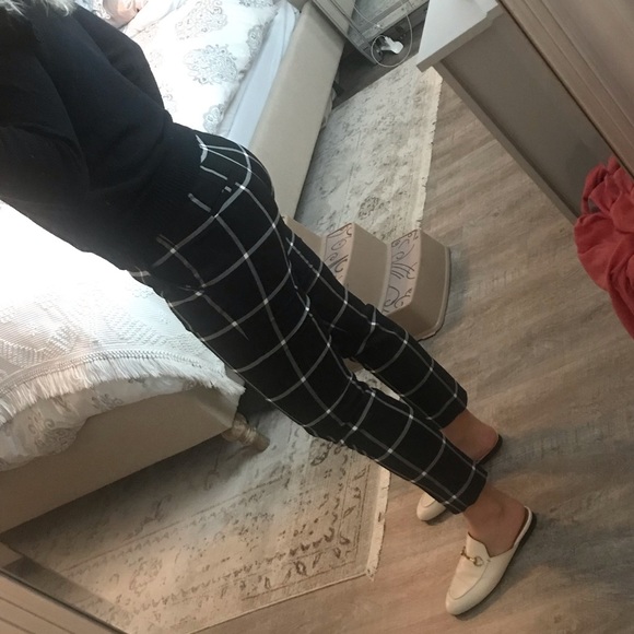 black and white checkered dress pants